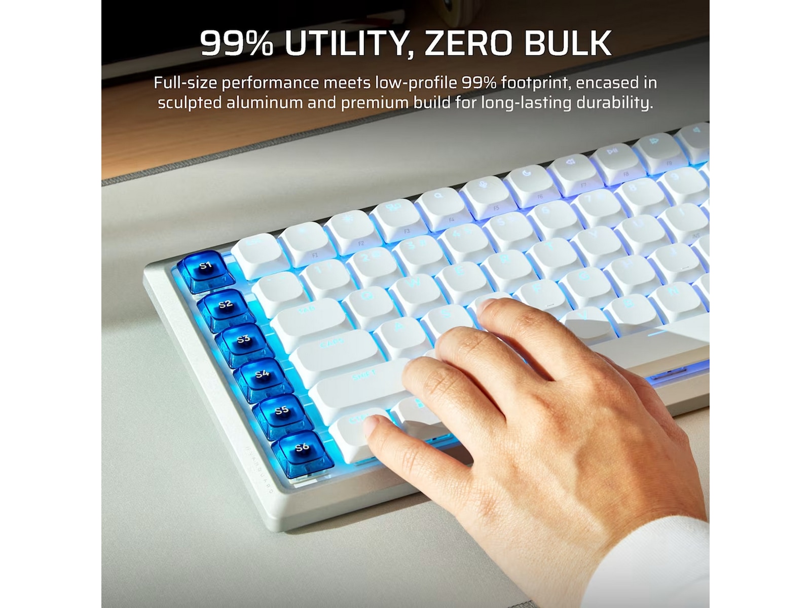 Corsair Vanguard Air 99 trådløst gamingtastatur (hvit) -B-Grade Demo tastatur