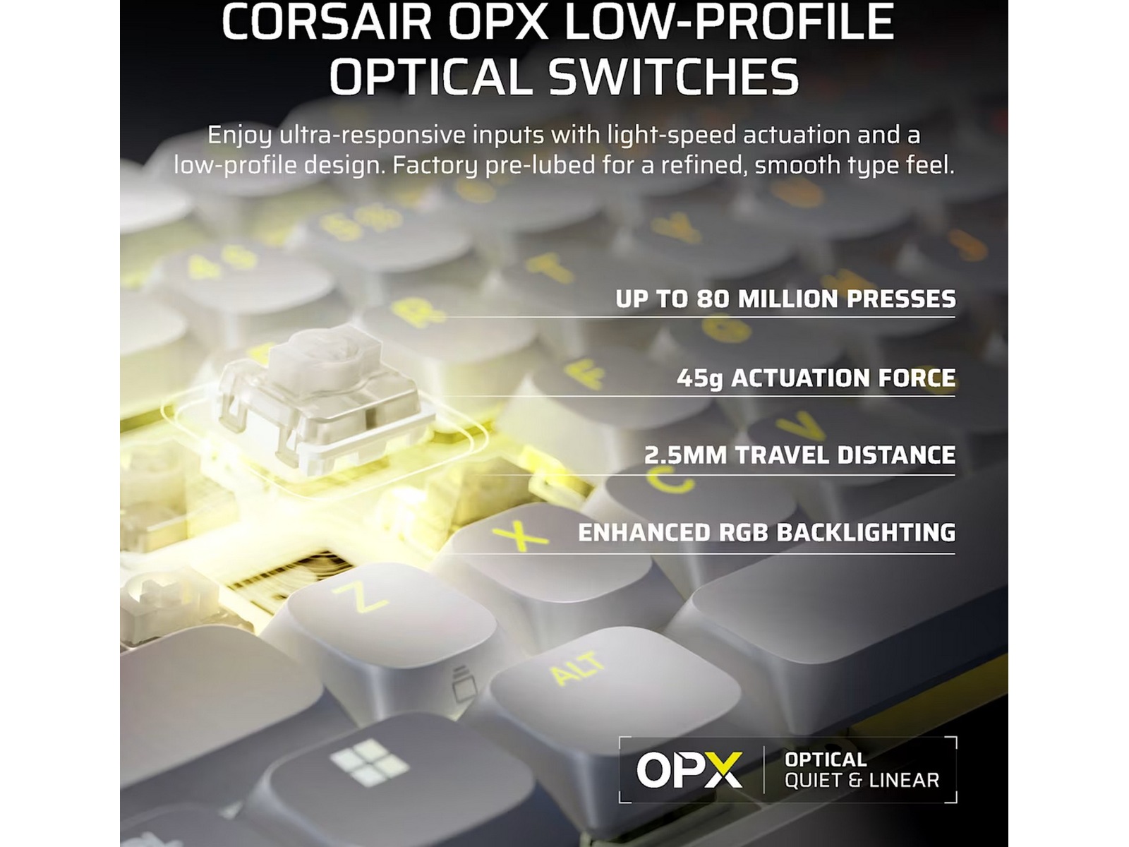 Corsair Vanguard Air 99 trådløst gamingtastatur (hvit) -B-Grade Demo tastatur