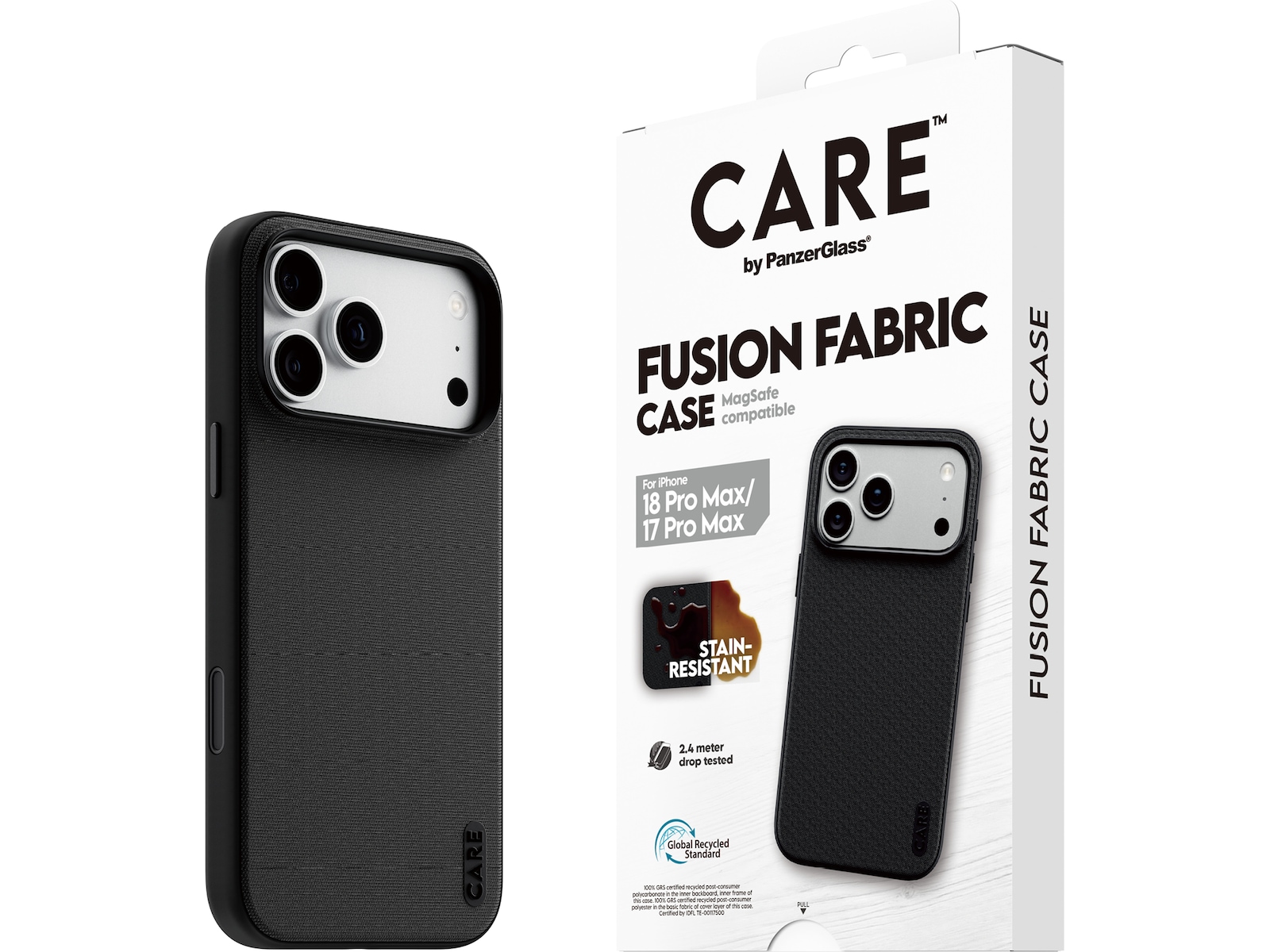 PanzerGlass CARE iPhone 17 Pro Max / 18 Pro Max Fusion Fabric deksel (sort) Deksel til mobiltelefon