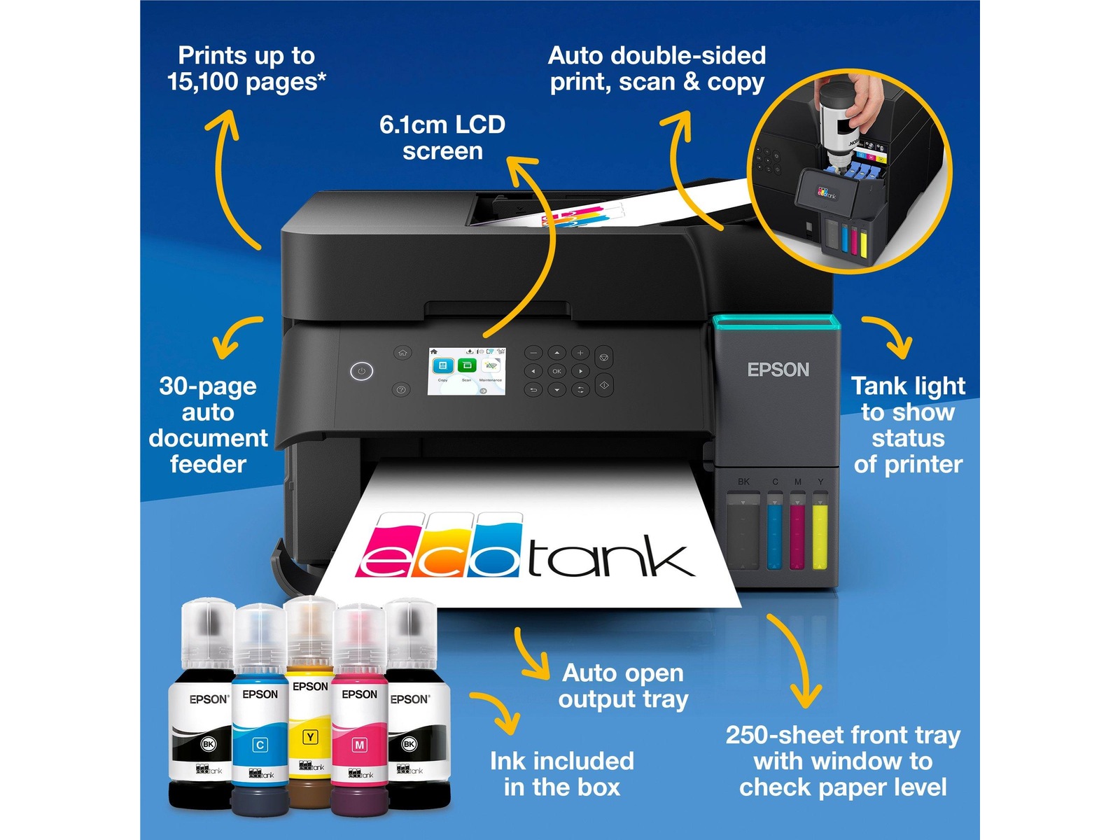 Epson EcoTank ET-3950 blekkskriver -B-Grade Demo skrivere