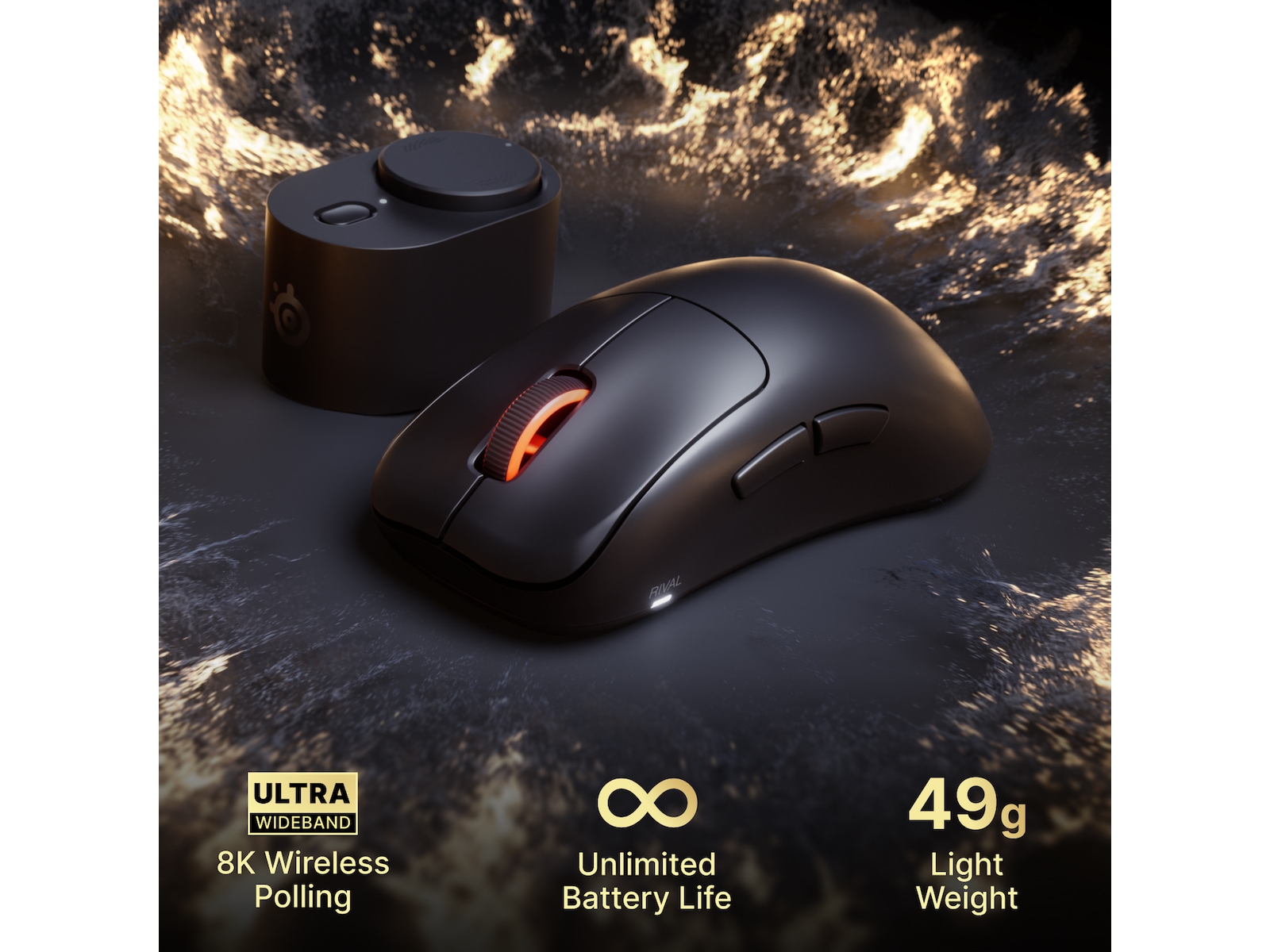 SteelSeries Rival Pro Wireless Mini (sort) Gamingmus