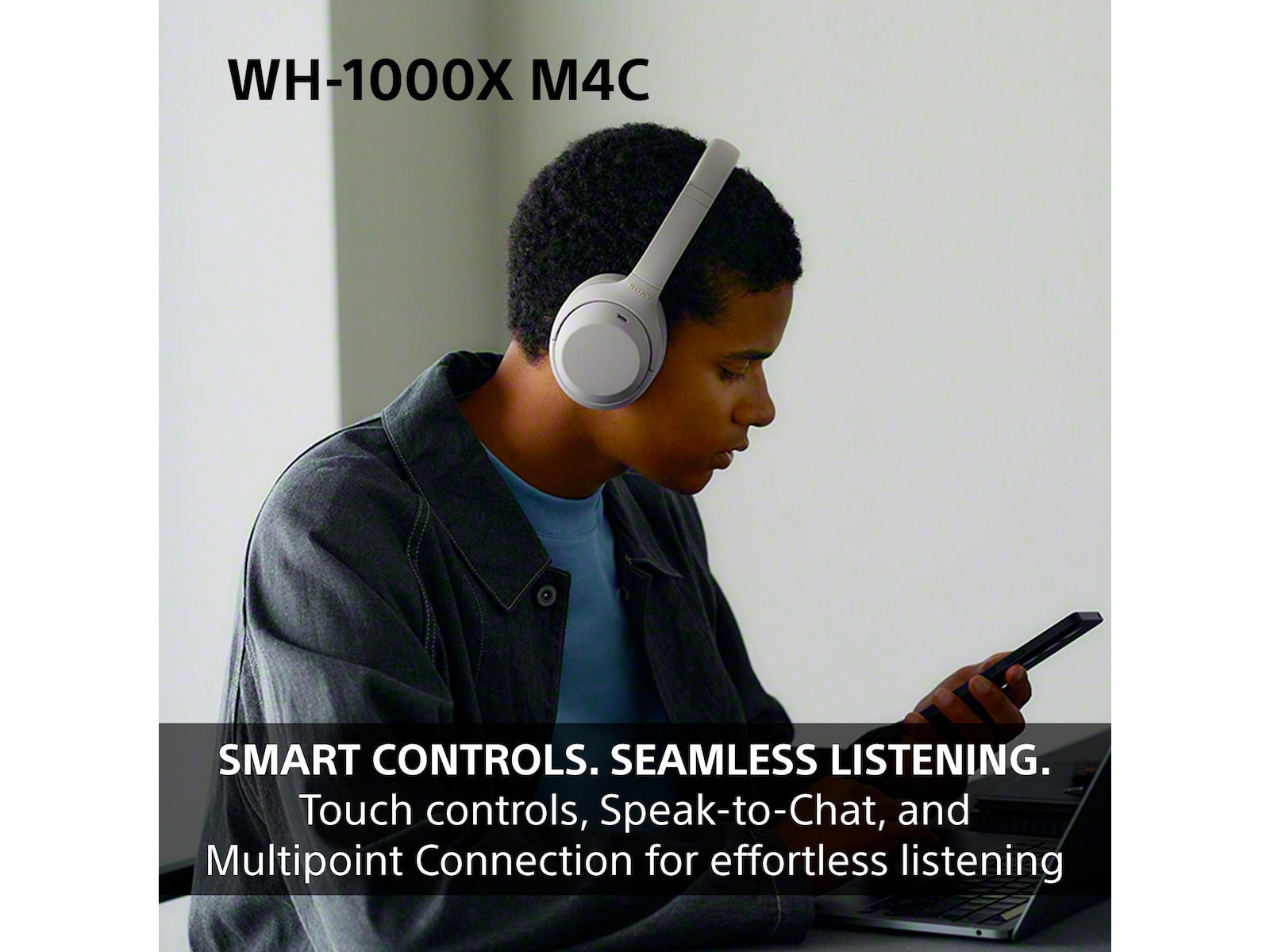 Sony WH-1000XM4C støydempende trådløse over-øre-hodetelefoner (lavendel) Hodetelefoner