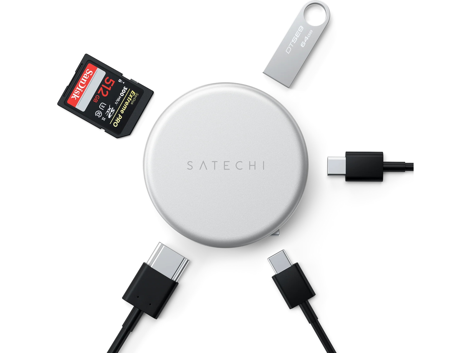Satechi OntheGo 5-i-1 Multiport-adapter (sølv) Dockingstasjon & USB-HUB