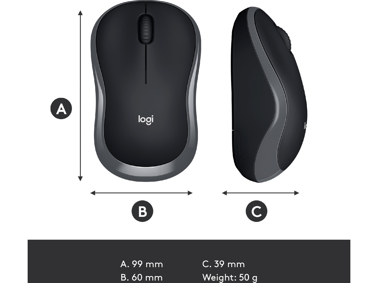 Logitech M185 Trådløs Mus Swift Grey Mus