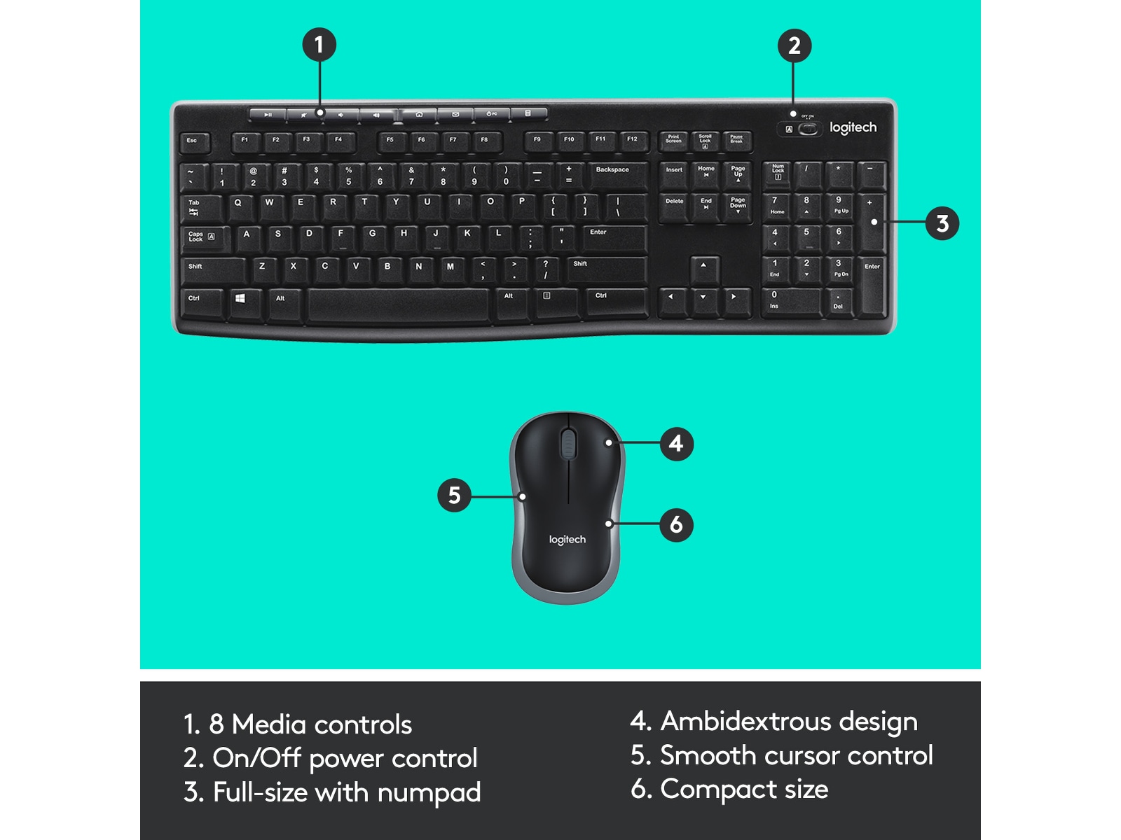 Logitech MK270 Combo Trådløs Mus & tastatur -kombipakker