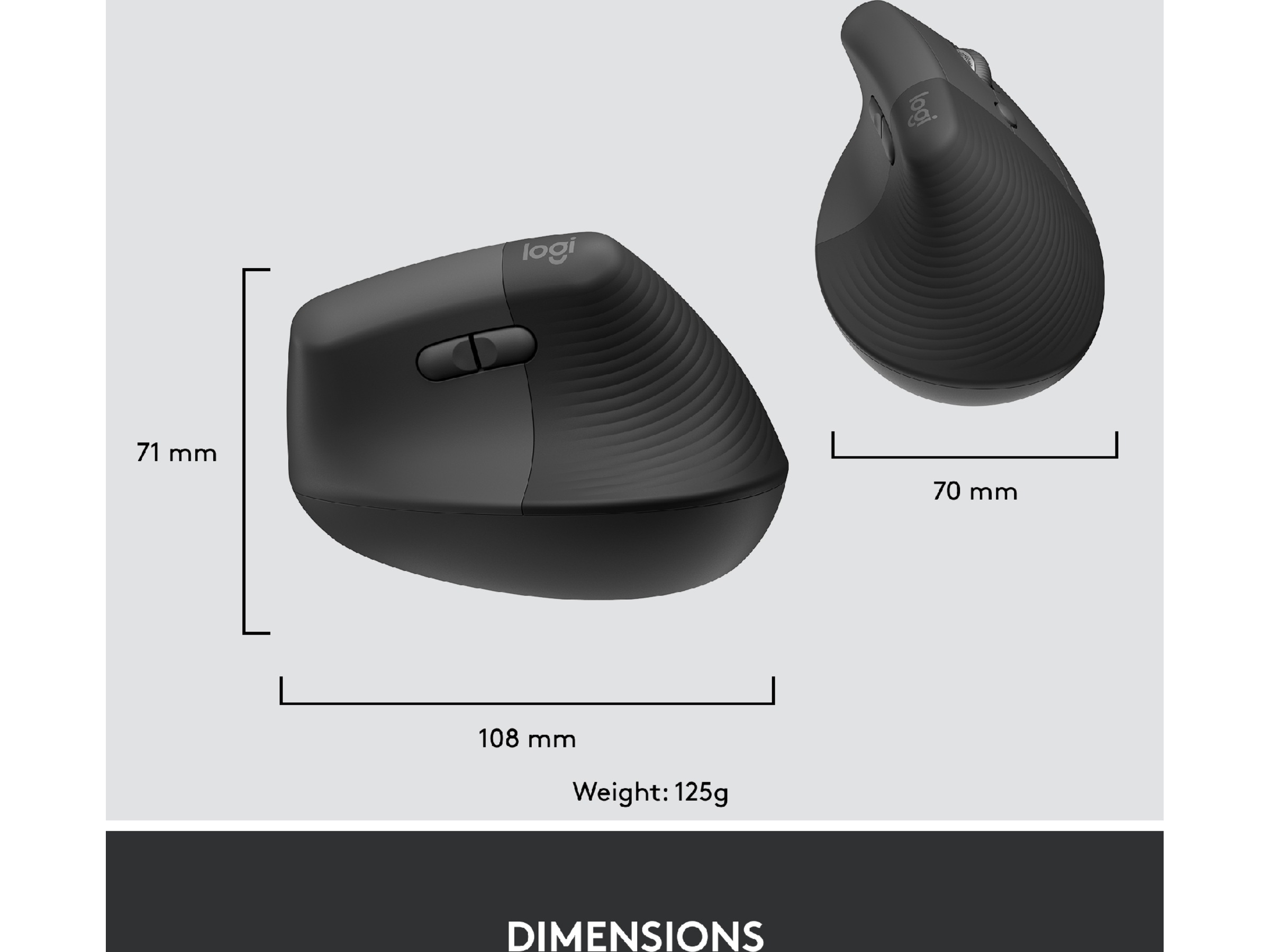 Logitech Lift Vertikal Business mus (graphite) Mus