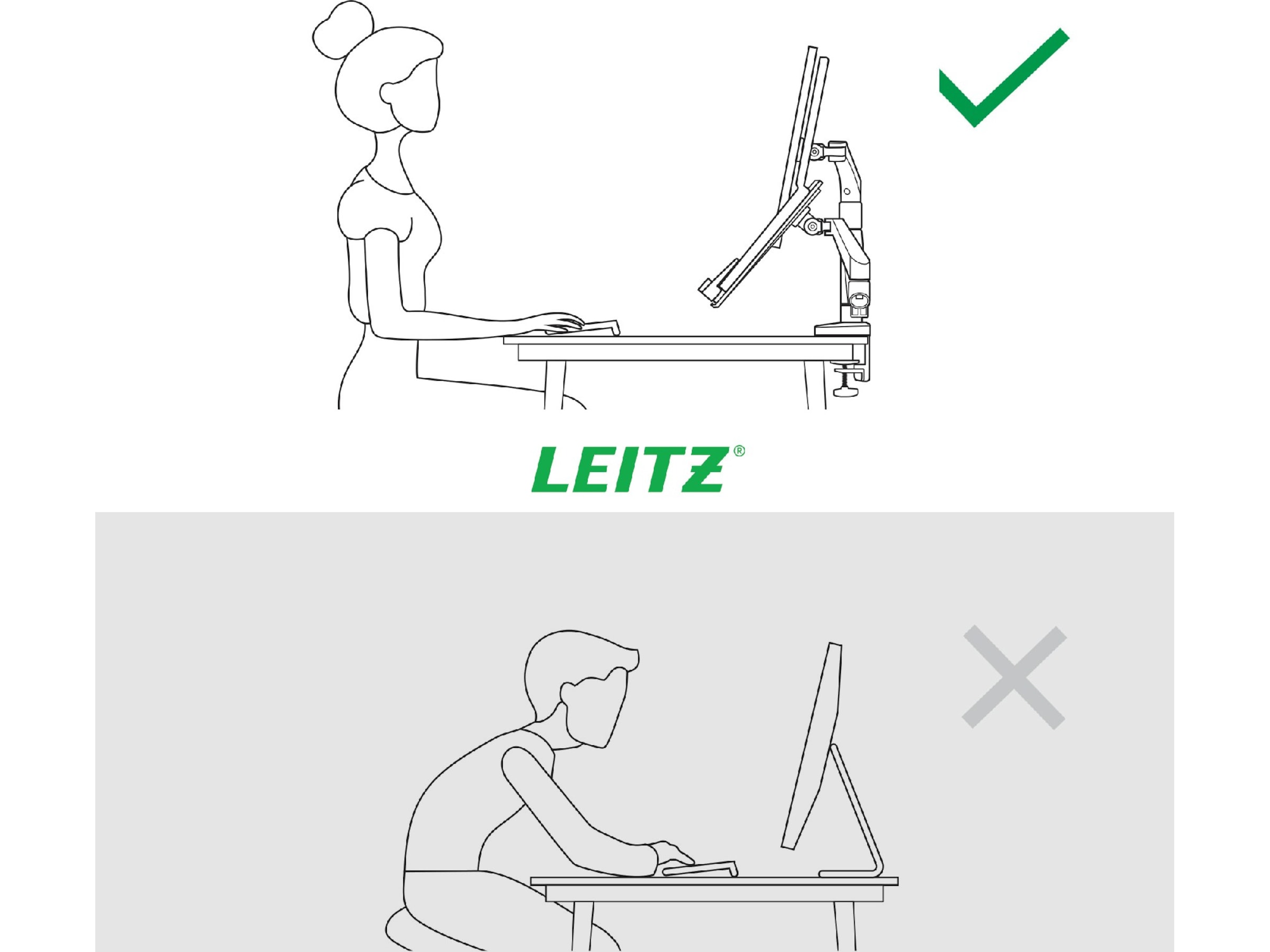 Leitz Ergo Skjermarm og laptopholder, plassbesparende Bord og veggfeste