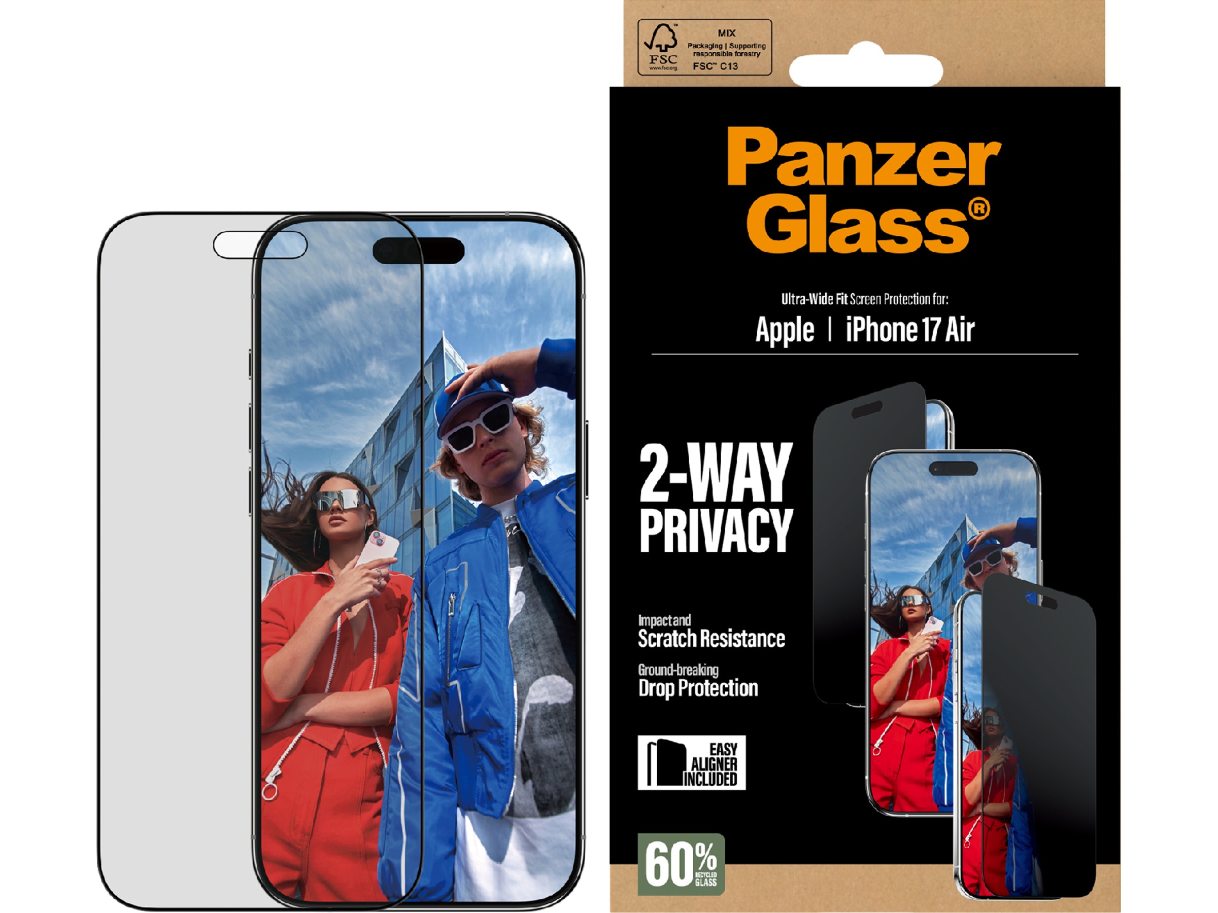 PanzerGlass iPhone Air 2-Way Privacy Skjermbeskytter Skjermbeskyttelse