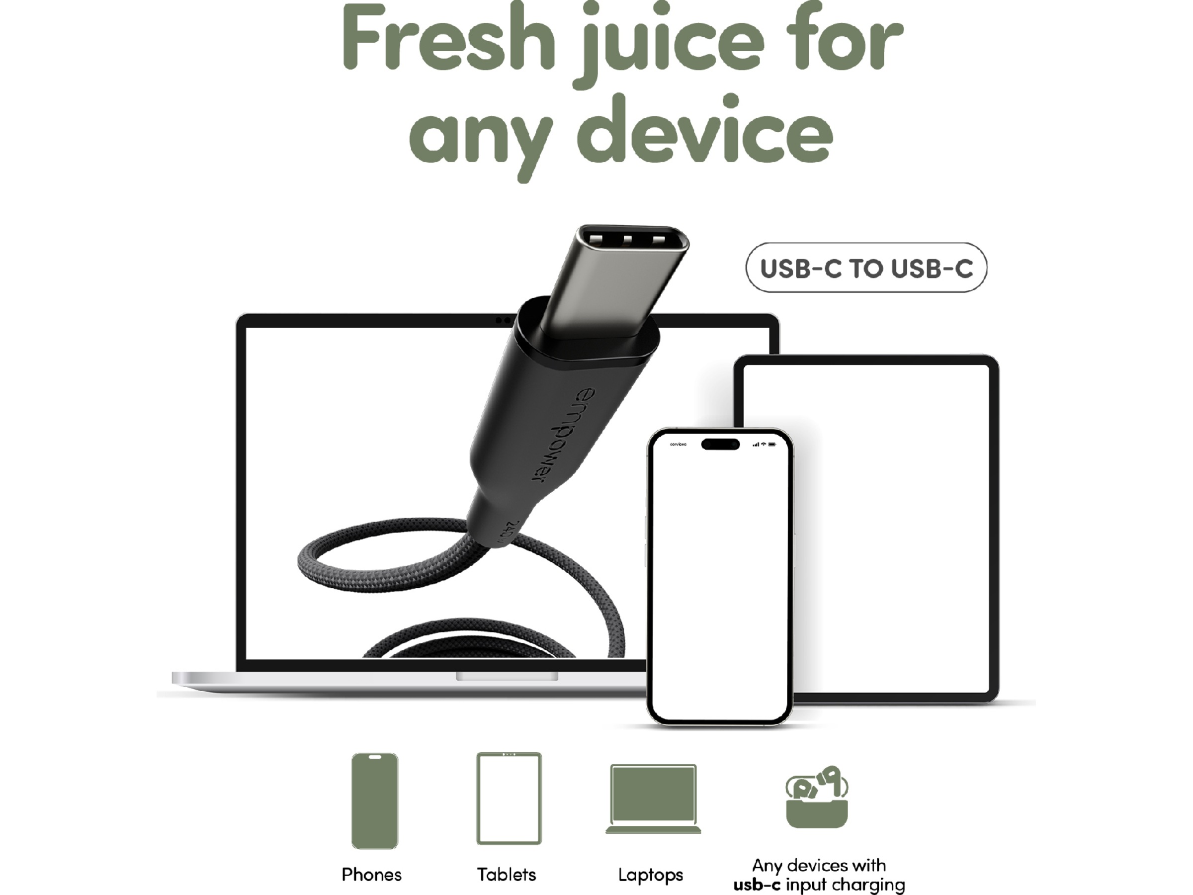 PanzerGlass Racing 240W USB-C kabel, 1,2m (sort) USB-kabler