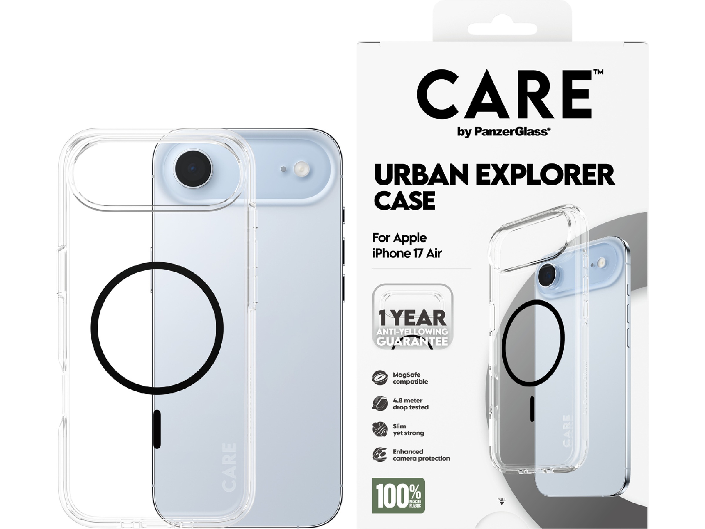 PanzerGlass CARE iPhone Air Urban Explorer deksel (gjennomsiktig/sort) Deksel til mobiltelefon