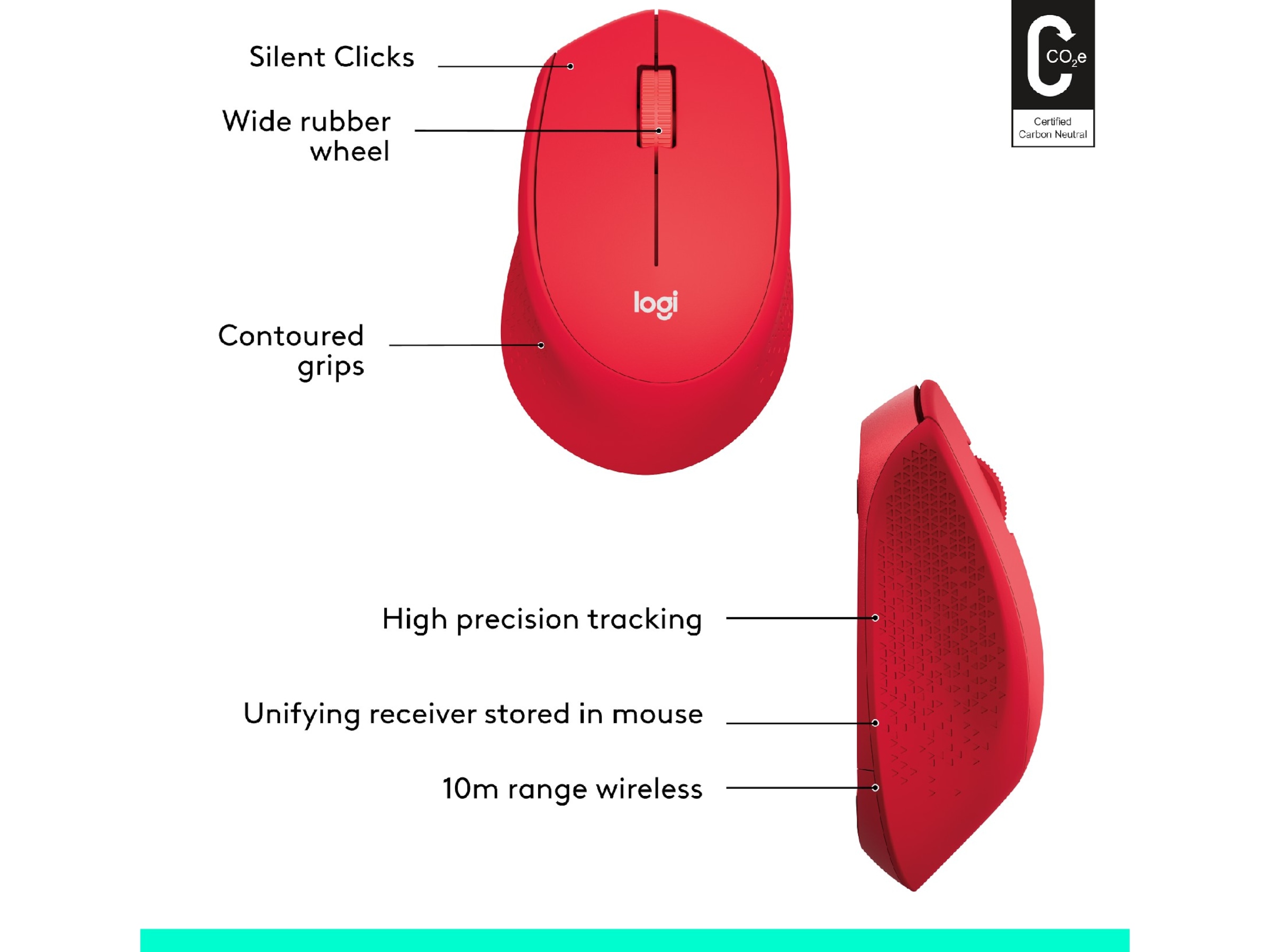 Logitech M330 Silent Plus Trådløs Rød Mus