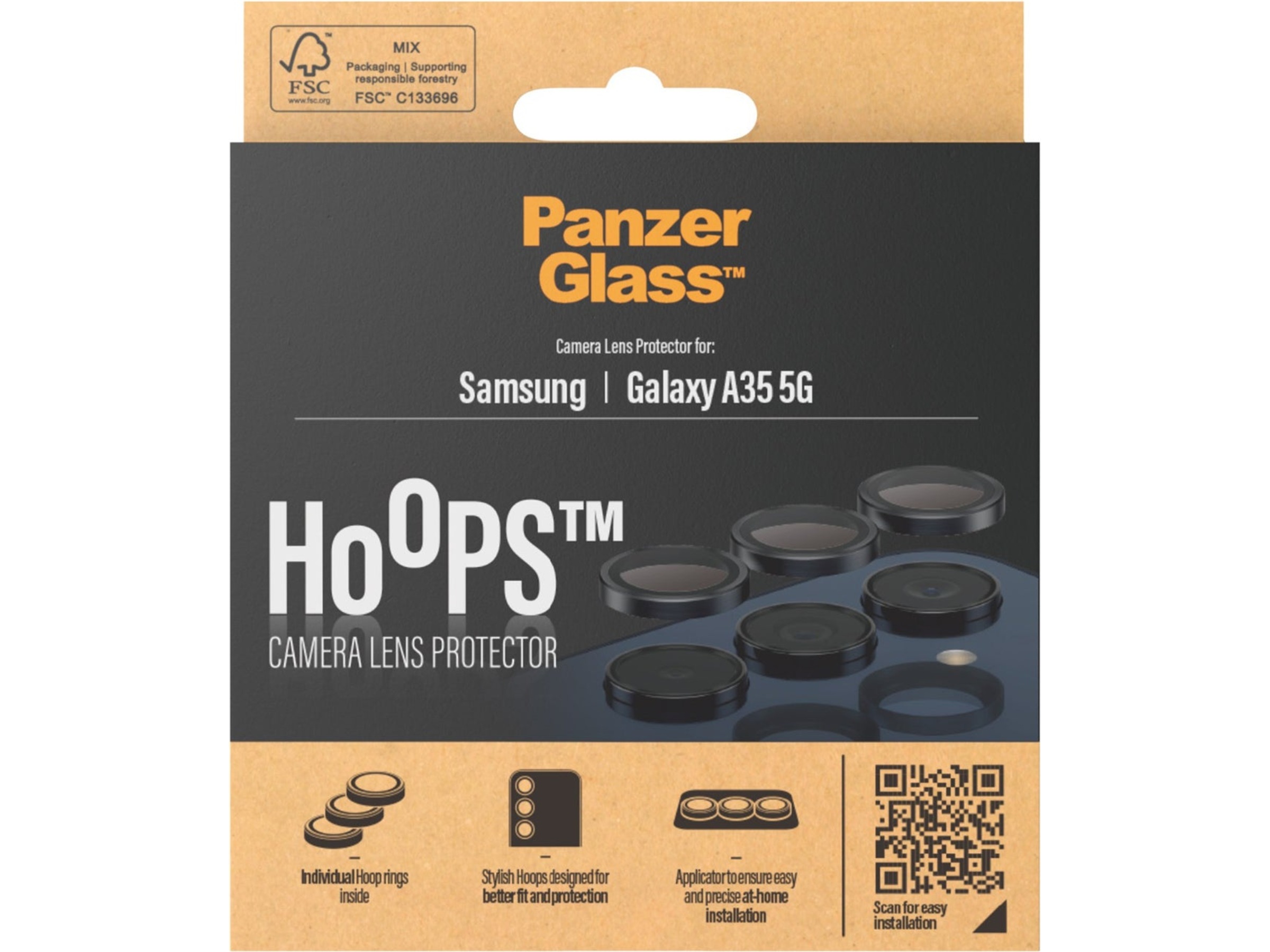 PanzerGlass Galaxy A34 Hoops Linsebeskytter (sort) Skjermbeskyttelse