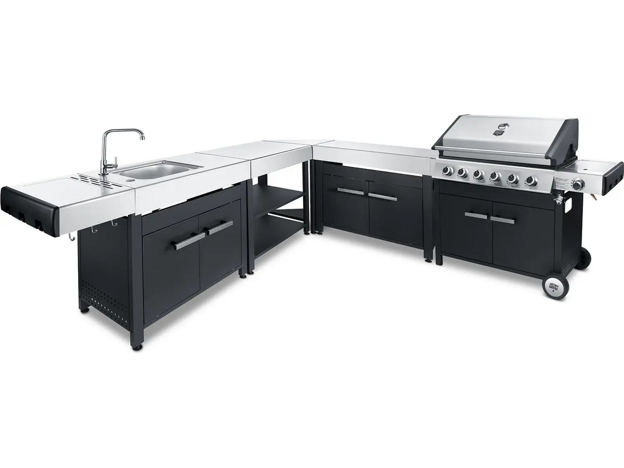 Austin and Barbeque Klassisk gassgrill med seks brennere og sidebord Grill