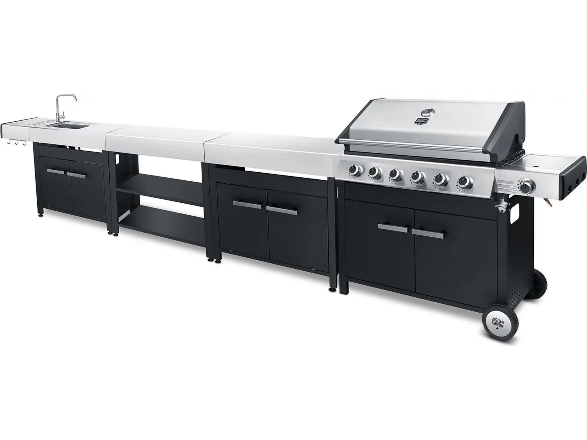 Austin and Barbeque Klassisk gassgrill med seks brennere og sidebord Grill