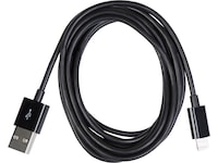 USB A 2.0 male to Lightning male kabel sort 2m USB-kabler