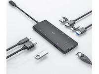 iiglo 8-i-1 Slim MultiPort Docking (sort) Dockingstasjon & USB-HUB