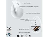 Logitech Lift Vertikal Business mus (off-white) Mus