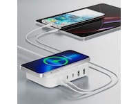 4smarts GaN 7-i-1 100W Trådløs ladestasjon (hvit) Handsfree