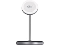 Andersson 2-i-1 Qi2 20W Trådløs ladestasjon (sølv) Trådløs lader