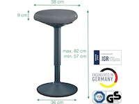 Leitz Ergo Active Balansestol sitt/stå, komfortsete, høyde 57-82 cm Kontorstoler