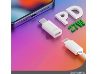4smarts Lightning til USB-C Adapter, 2-pack (hvit) Adapter og kabel