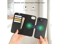iiglo iPhone 17e / 16e 2-i-1 Lommebokdeksel (sort) Deksel til mobiltelefon
