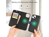 iiglo iPhone 15 Plus 2-i-1 Lommebokdeksel (sort) Deksel til mobiltelefon