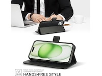 iiglo iPhone 15 Plus 2-i-1 Lommebokdeksel (sort) Deksel til mobiltelefon