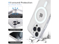 iiglo iPhone 16 Pro Magnetic Silikondeksel (gjennomsiktig) Deksel til mobiltelefon