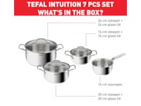 Tefal Intuition 7-delt grytesett i ubelagt rustfritt stål B864S734 Tilbehør til stekeovn og komfyrer