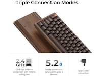 Keychron K2H-F1W-BO trådløst mekanisk tastatur 75% Hall Effect valnøtt Gamingtastatur