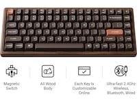Keychron K2H-F1W-BO trådløst mekanisk tastatur 75% Hall Effect valnøtt Gamingtastatur