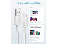 Anker 322 PowerLine USB-A til USB-C hurtiglading 0,9 m kabel (hvit) USB-kabler