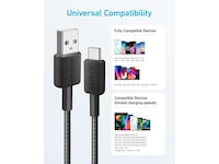 Anker 322 PowerLine USB-A til USB-C hurtiglading 0,9 m kabel (sort) USB-kabler