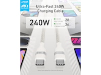Anker 240W USB-C flettet kabel 1,8m (hvit) USB-kabler