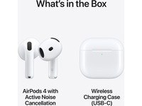 Apple AirPods 4 med støyreduksjon trådløse ørepropper, in-ear (hvit) -B-Grade Demo headset