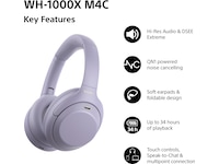 Sony WH-1000XM4C støydempende trådløse over-øre-hodetelefoner (lavendel) Hodetelefoner