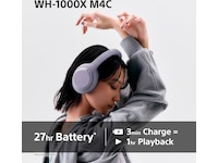 Sony WH-1000XM4C støydempende trådløse over-øre-hodetelefoner (lavendel) Hodetelefoner