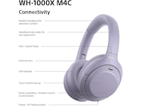 Sony WH-1000XM4C støydempende trådløse over-øre-hodetelefoner (lavendel) Hodetelefoner