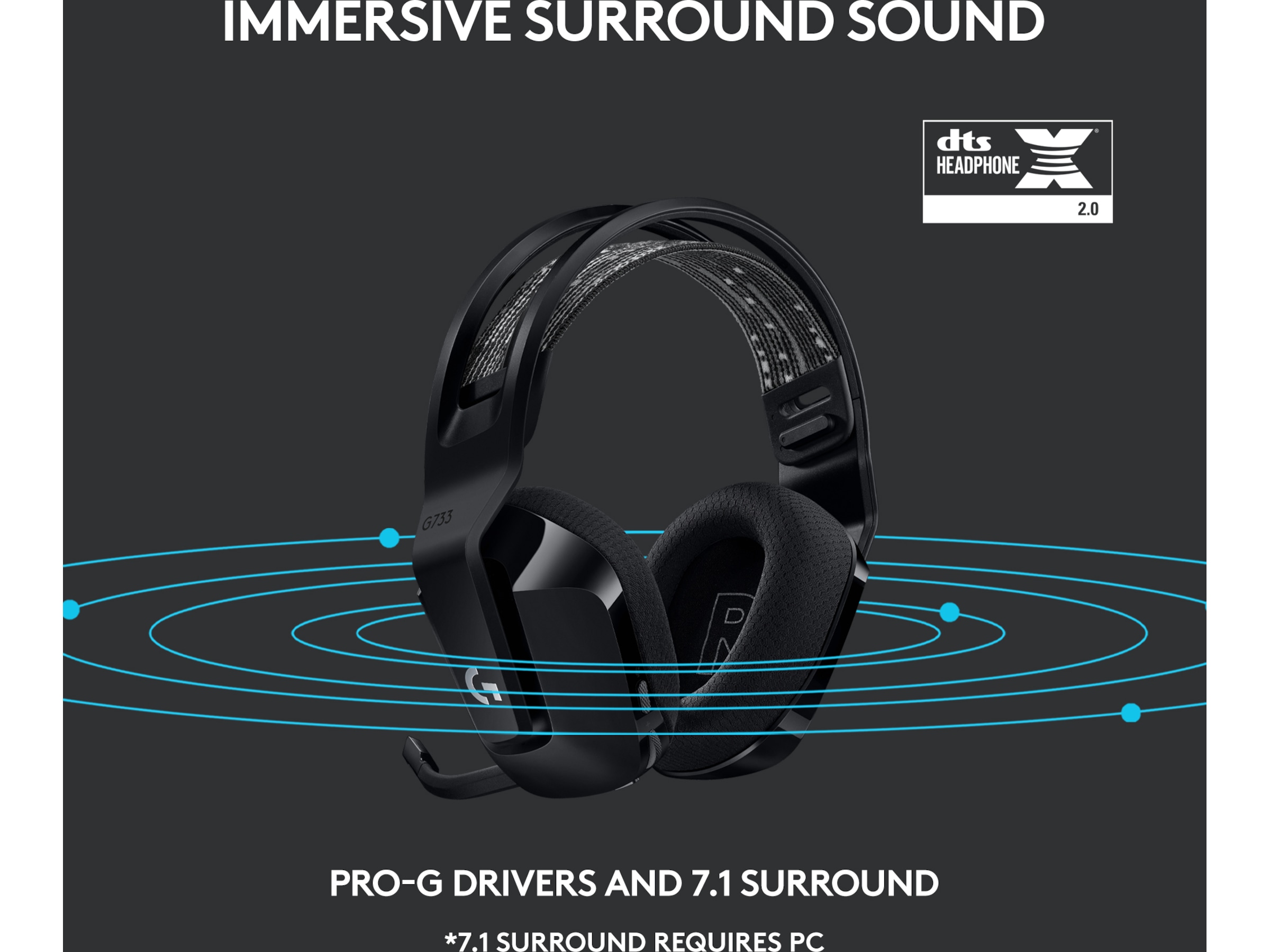 Logitech G733 LIGHTSPEED Trådløst Gaming Headset (sort) Gaming headset