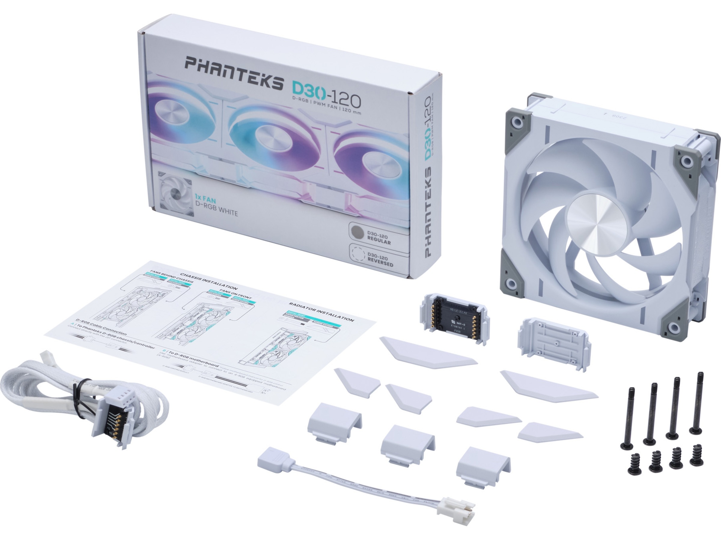 Phanteks D30 120mm PWM DRGB Vifte (hvit) Vifter