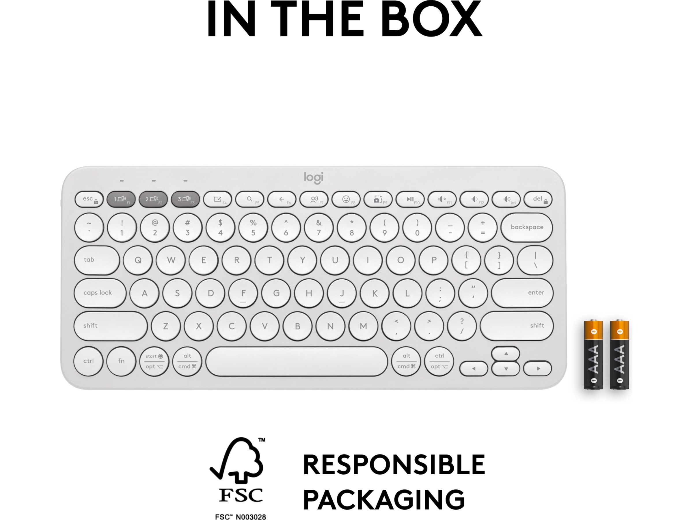 Pebble Keys 2 K380s (hvit) Tastatur