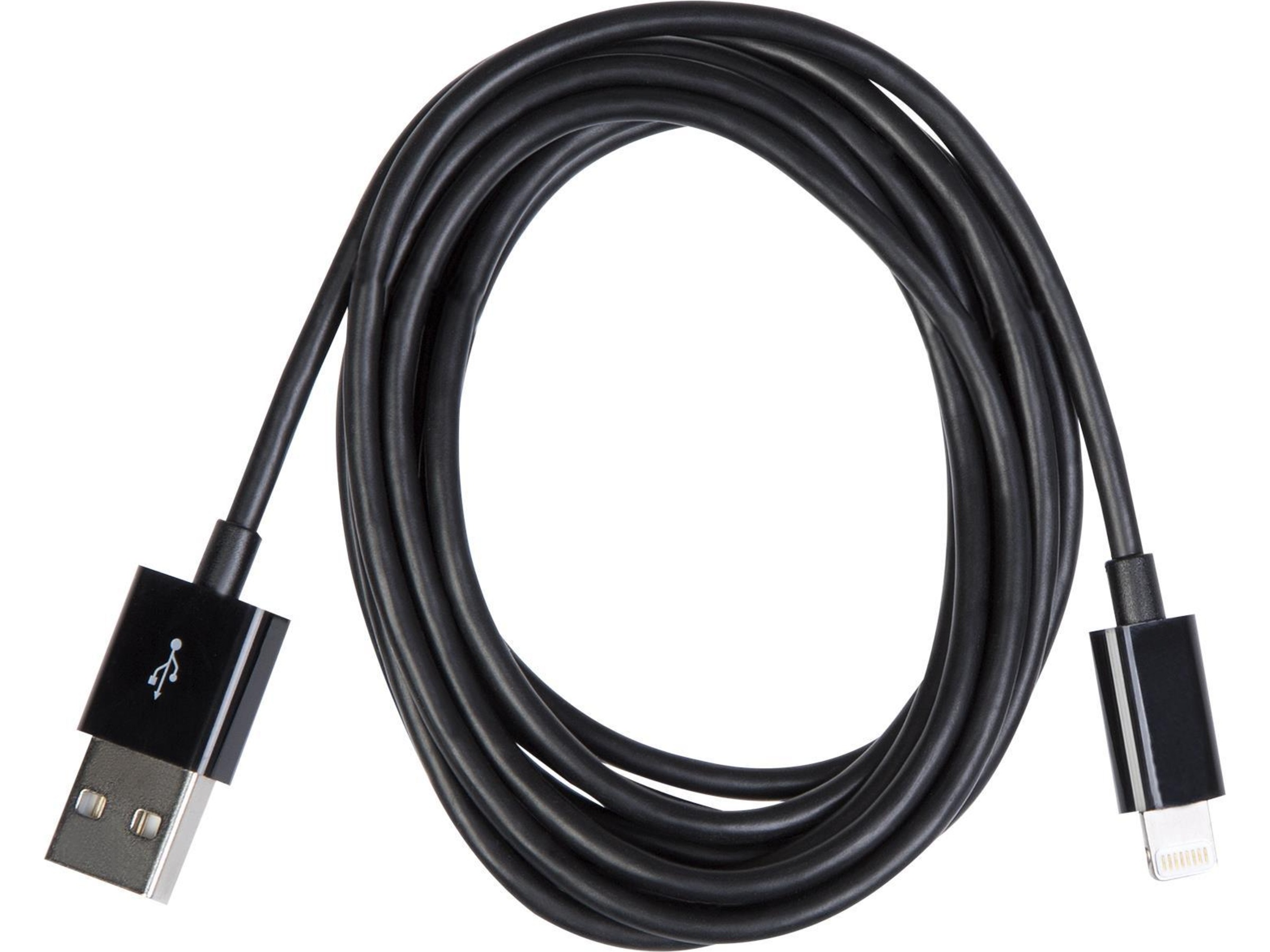 USB A 2.0 male to Lightning male kabel sort 2m USB-kabler