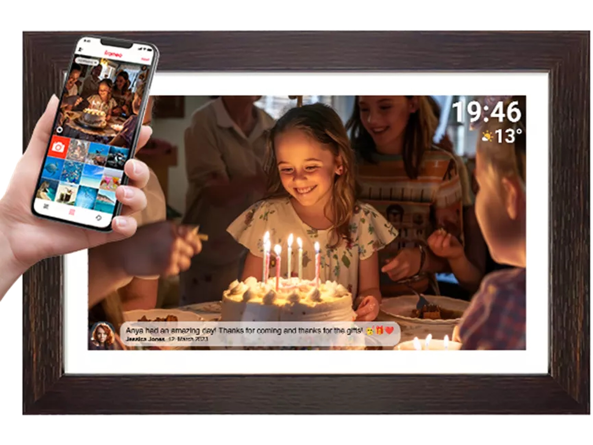 Denver PFF-1543DW 15,6" digital fotoramme (mørk eik) TV-ramme & tilbehør