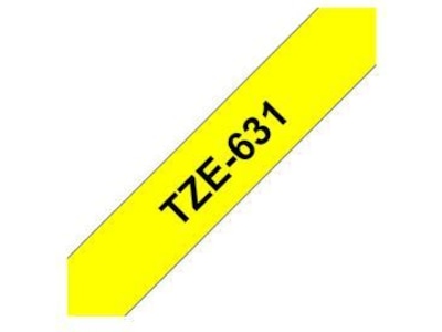 Brother Tape 12mm Sort/Gul Label-produkter
