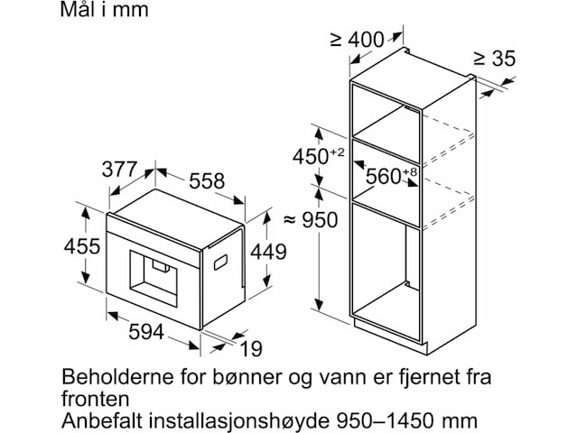 Siemens iQ700 CT718L1B0 Integrert espressomaskin (sort) Espressomaskiner