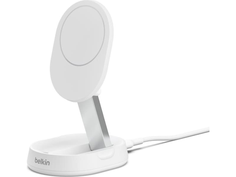 Belkin BoostCharge Pro sammenleggbart trådløs ladestativ (hvit) Trådløs lader