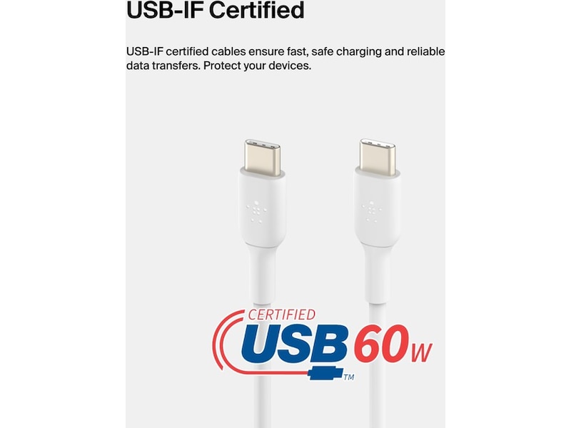Belkin USB-C kabel 2m (hvit) USB-kabler