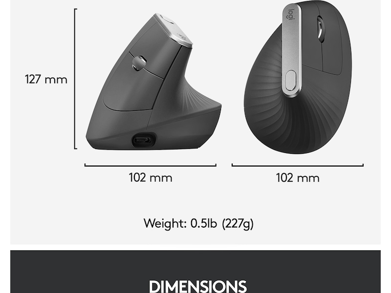 Logitech MX Vertical Trådløs BluetoothMus Ergonomi