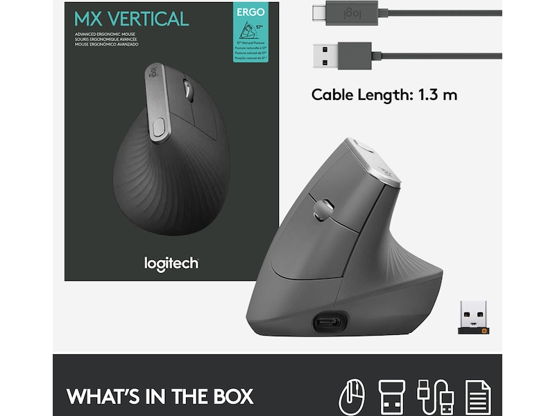 Logitech MX Vertical Trådløs BluetoothMus Ergonomi